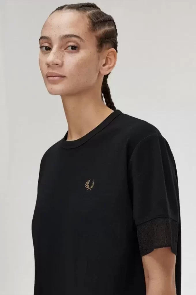 T-shirt piqué à bordure transparente pour femme