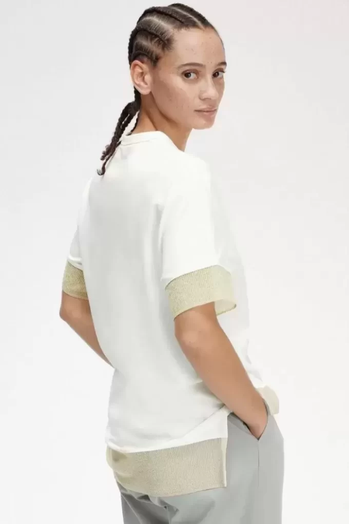 T-shirt piqué à bordure transparente pour femme