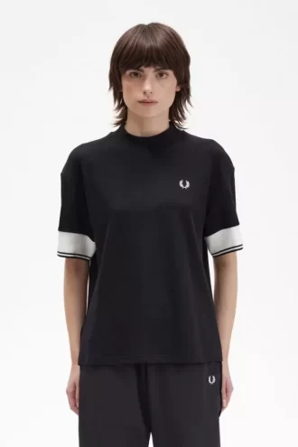 T-shirt piqué à revers pour femme