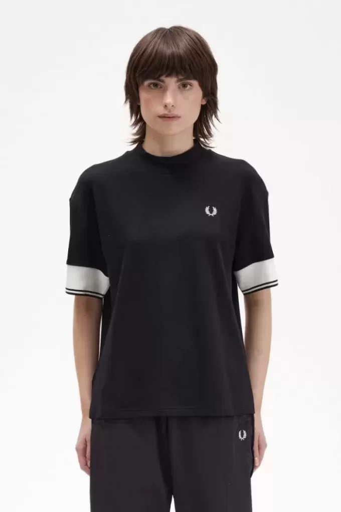 T-shirt piqué à revers pour femme