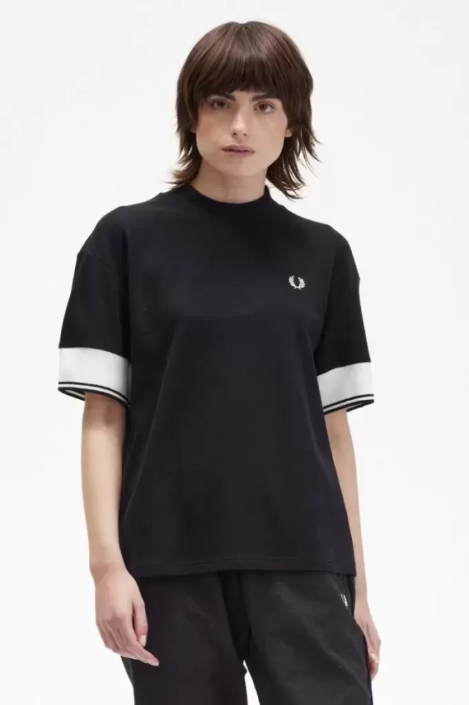 T-shirt piqué à revers pour femme
