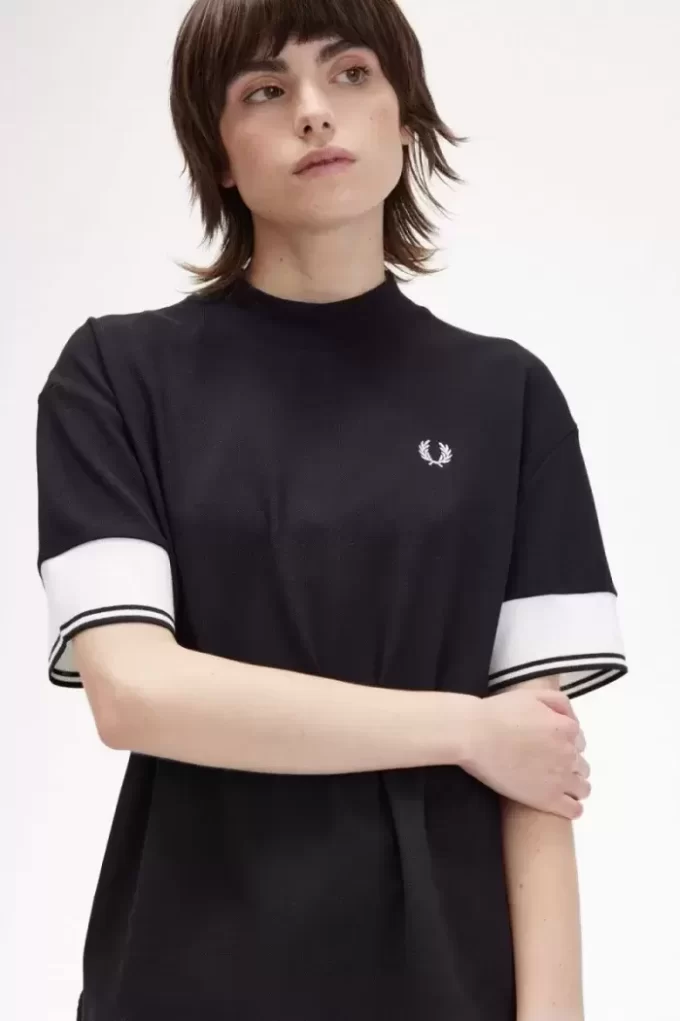 T-shirt piqué à revers pour femme