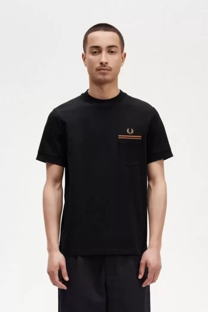 T-shirt à poche à double liseré pour homme