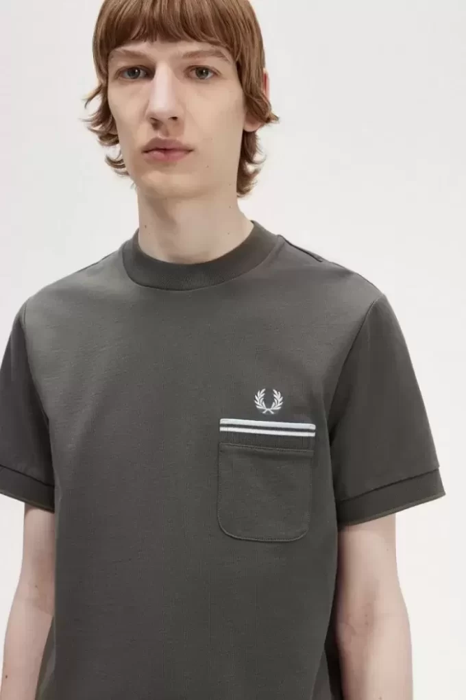 T-shirt à poche à double liseré pour homme