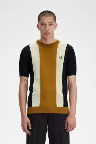 T-shirt rayé en maille fine pour homme