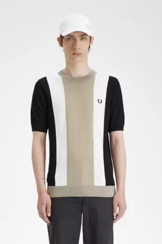 T-shirt rayé en maille fine pour homme