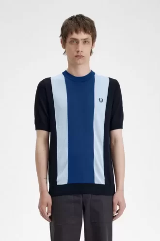 T-shirt rayé en maille fine pour homme