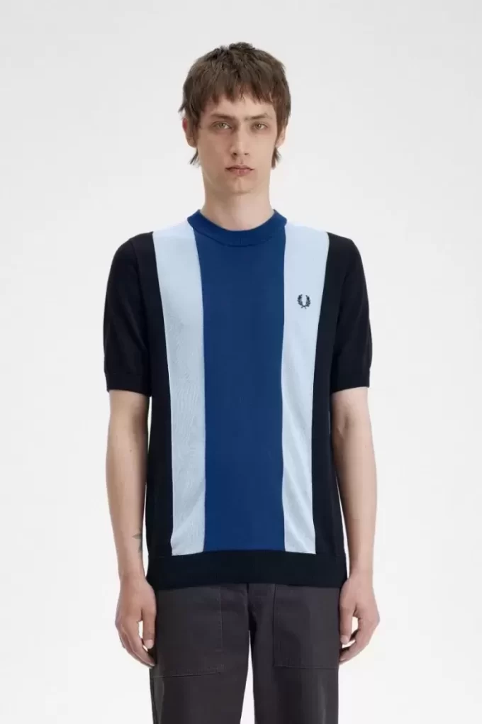 T-shirt rayé en maille fine pour homme