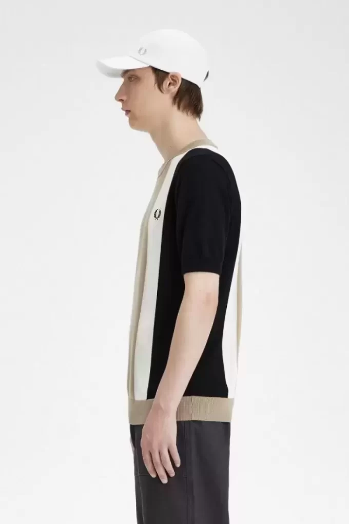 T-shirt rayé en maille fine pour homme