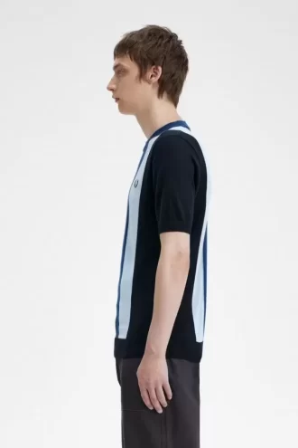 T-shirt rayé en maille fine pour homme