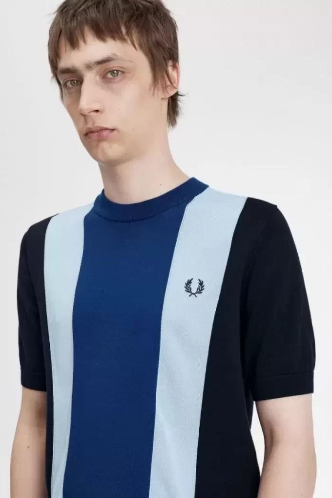 T-shirt rayé en maille fine pour homme