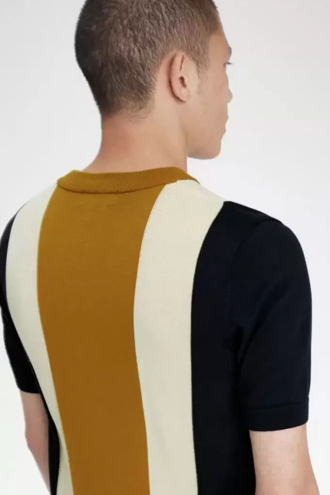 T-shirt rayé en maille fine pour homme