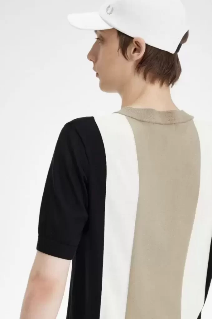T-shirt rayé en maille fine pour homme