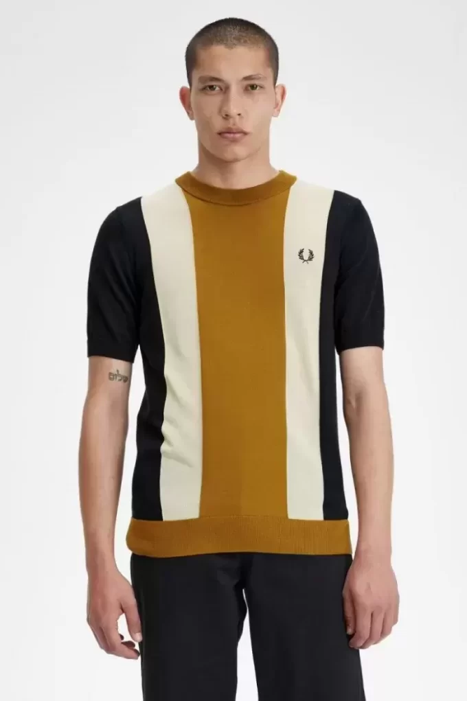 T-shirt rayé en maille fine pour homme