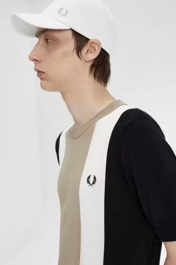 T-shirt rayé en maille fine pour homme