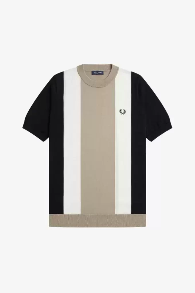 T-shirt rayé en maille fine pour homme