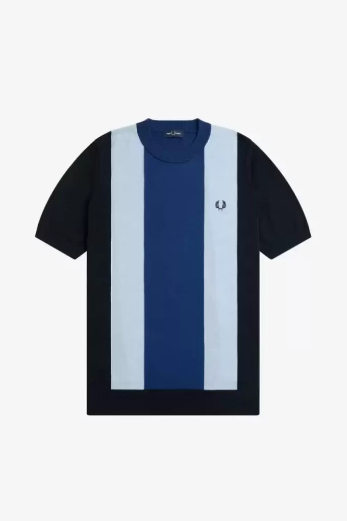 T-shirt rayé en maille fine pour homme