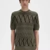 T-shirt tricoté à empiècements Argyle pour homme