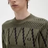 T-shirt tricoté à empiècements Argyle pour homme