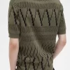 T-shirt tricoté à empiècements Argyle pour homme