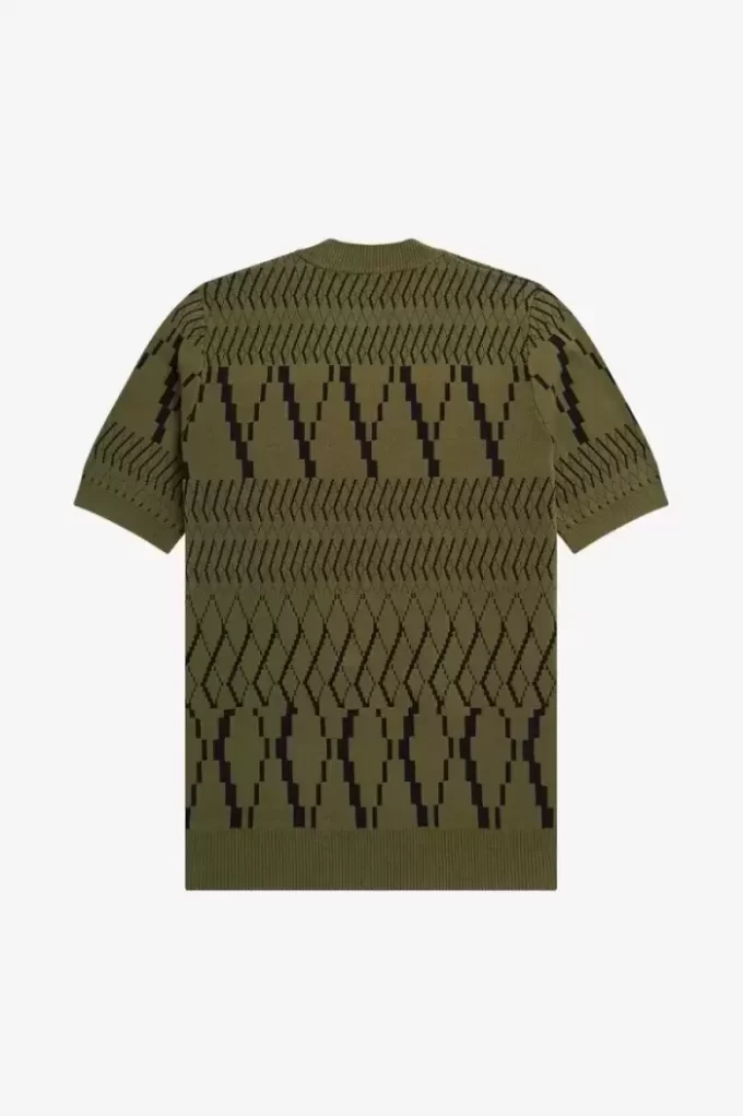 T-shirt tricoté à empiècements Argyle pour homme