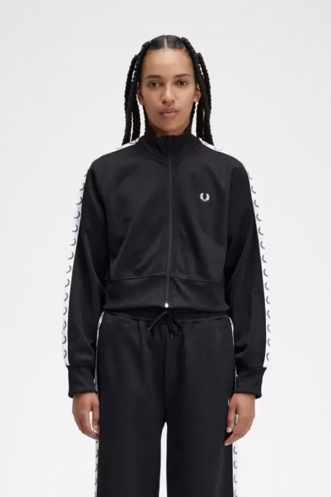 Vestes de survêtement courtes à bandes pour femmes