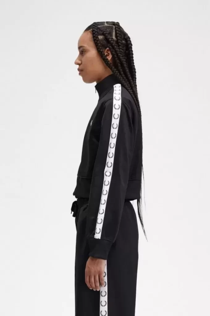 Vestes de survêtement courtes à bandes pour femmes