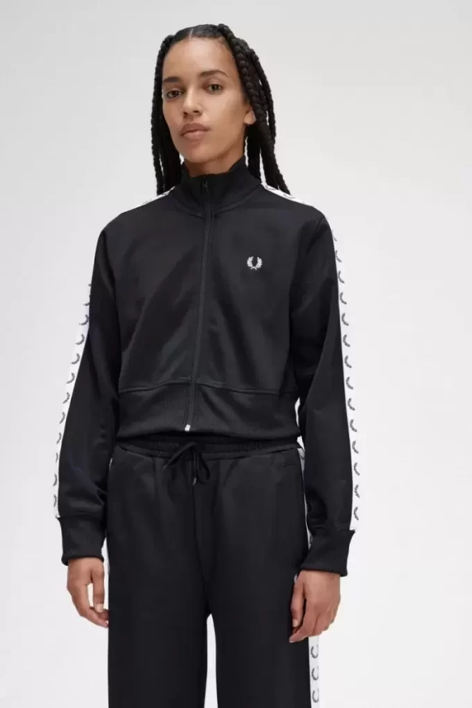 Vestes de survêtement courtes à bandes pour femmes