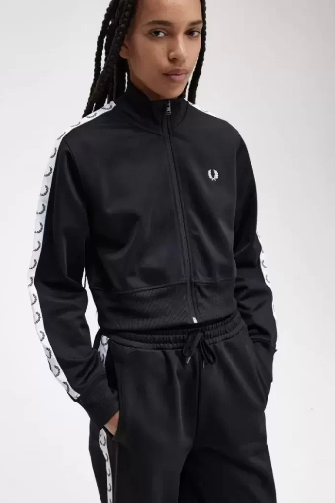Vestes de survêtement courtes à bandes pour femmes