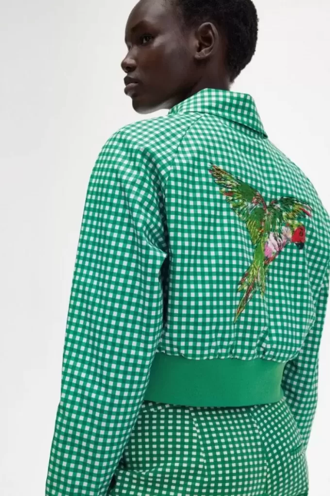 Vestes femme à carreaux vichy brodés